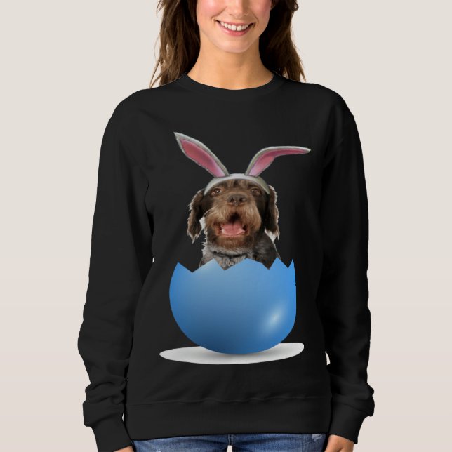 Sudadera German Wirehaired Pointer Dog Easter Bunny Egg Hun (Anverso)