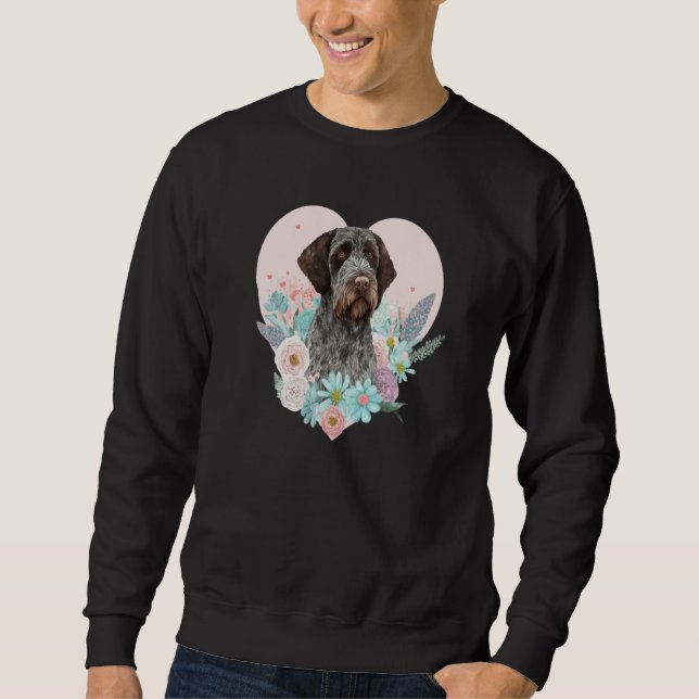 Sudadera German Wirehaired Pointer Mom Valentines Day Flora (Anverso)
