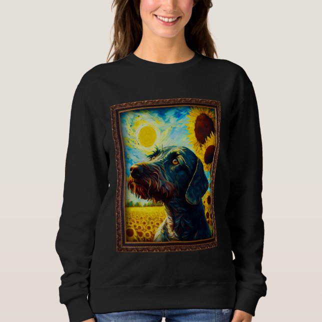Sudadera German Wirehaired Pointer Painting Sunflower Flowe (Anverso)