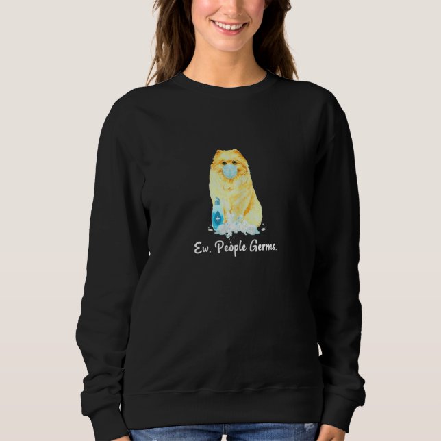 Sudadera Gérmenes De Perro Pomeraniano Con Máscara De Cara (Anverso)