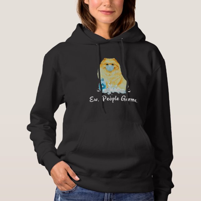 Sudadera Gérmenes De Perro Pomeraniano Con Máscara De Cara (Anverso)