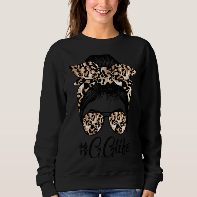 Sudadera Gg Life Messy Hair Bun Leopard Día de la Madre (Anverso)