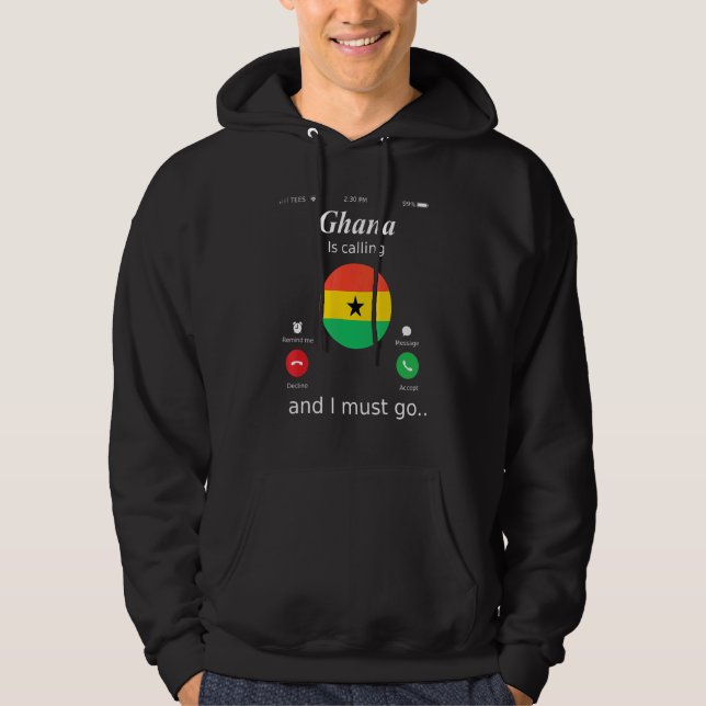 Sudadera Ghana Está Llamando Y Debo Ir A La Bandera De Ghan (Anverso)