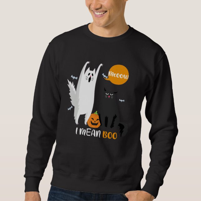 Sudadera Ghost Cow Meow I Mean Boo Moon Halloween 2021  Cat (Anverso)