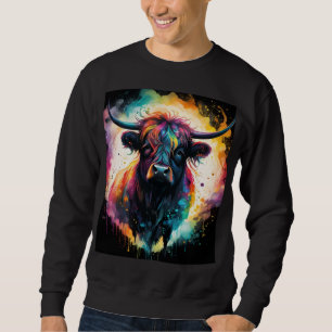 Sudadera Ghostly Grace: Vaca Highland espectral Holográfica