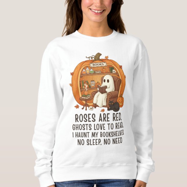 Sudadera Ghosts Love To Read - Funny Halloween Book Lover (Anverso)