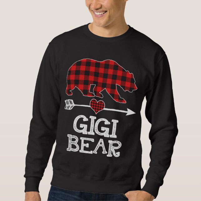 Sudadera Gigi Bear Navidades Pajama Red Plaid Buffalo Famil (Anverso)