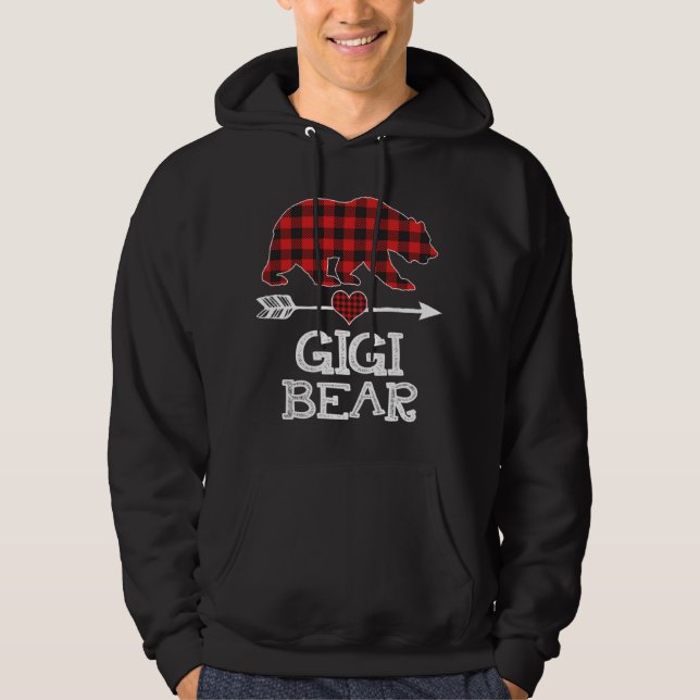 Sudadera Gigi Bear Navidades Pajama Red Plaid Buffalo Famil (Anverso)