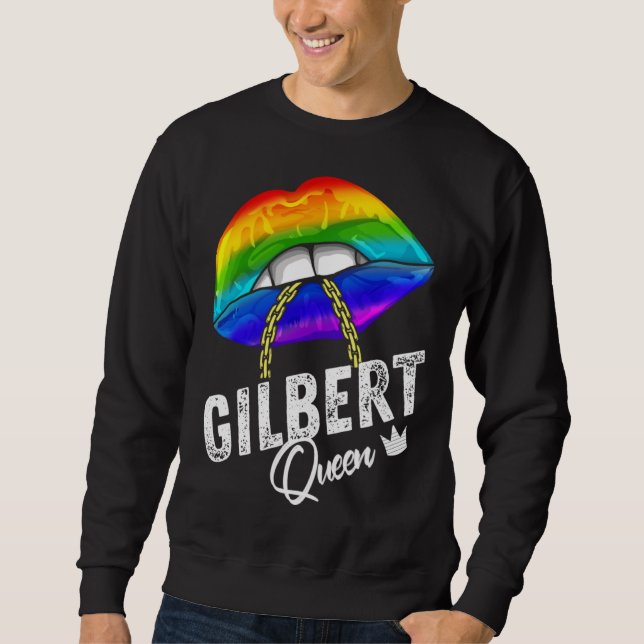 Sudadera Gilbert Queen LGBTQ Gay Pride Flag Lips Rainbow Me (Anverso)