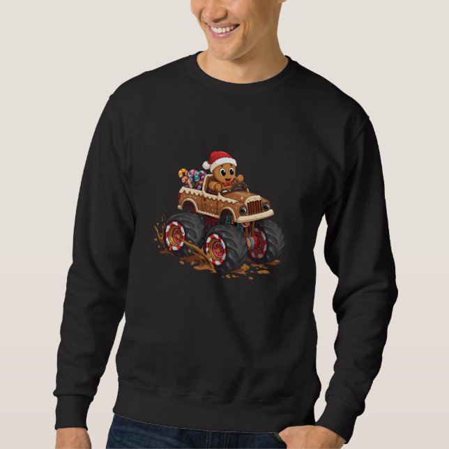 Sudadera Gingerbread Man Monster Truck Christmas (Anverso)