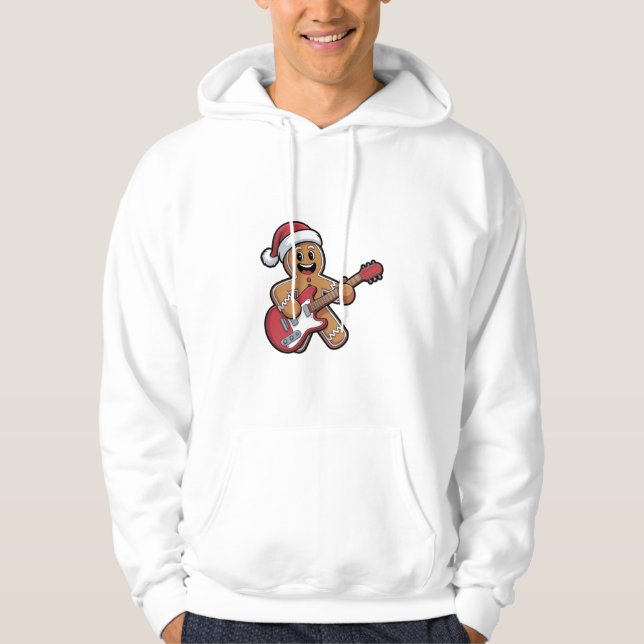 Sudadera Gingerbread Man toca guitarra Navidades eléctricos (Anverso)