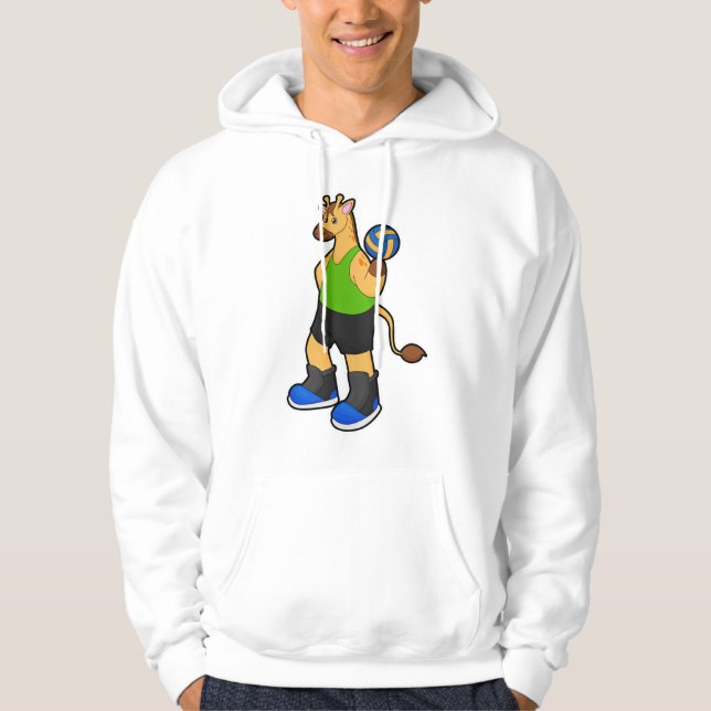 Sudadera Girafa como jugador de voleibol con voleibol (Anverso)