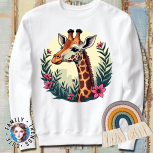 Sudadera Girafa florida en verano sobre una jirafa floral