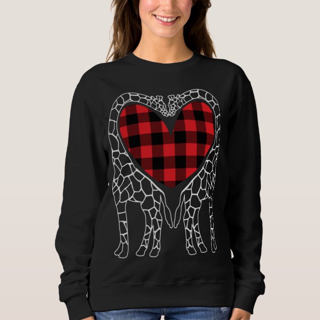 Sudadera Giraffe Amantes Navidades Buffalo Plaid Pajama Ani (Anverso)