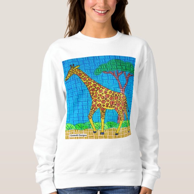 Sudadera Giraffe (blanco) - Camisas suaves de las mujeres (Anverso)