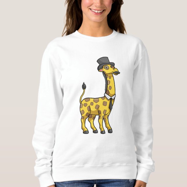 Sudadera Giraffe como Caballero con Gorra, Tie y Mustache (Anverso)