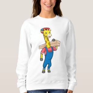 Sudadera Giraffe como carpintero con madera