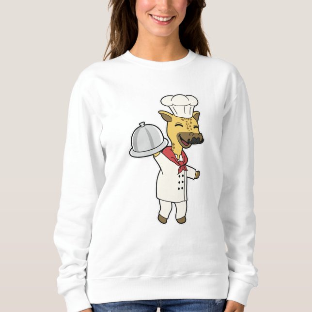 Sudadera Giraffe como chef con plataforma de cocina (Anverso)