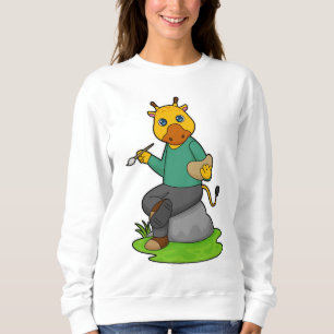 Sudadera Giraffe como pintor con pincel de pintura