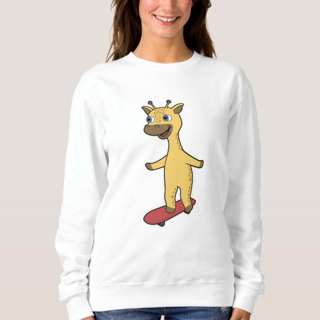Sudadera Giraffe como Skater con Skateboard (Anverso)