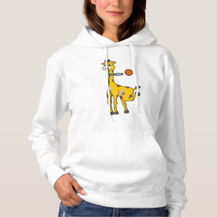Sudadera Giraffe en baloncesto con aro de baloncesto