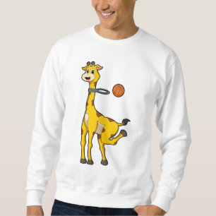 Sudadera Giraffe en baloncesto con aro de baloncesto