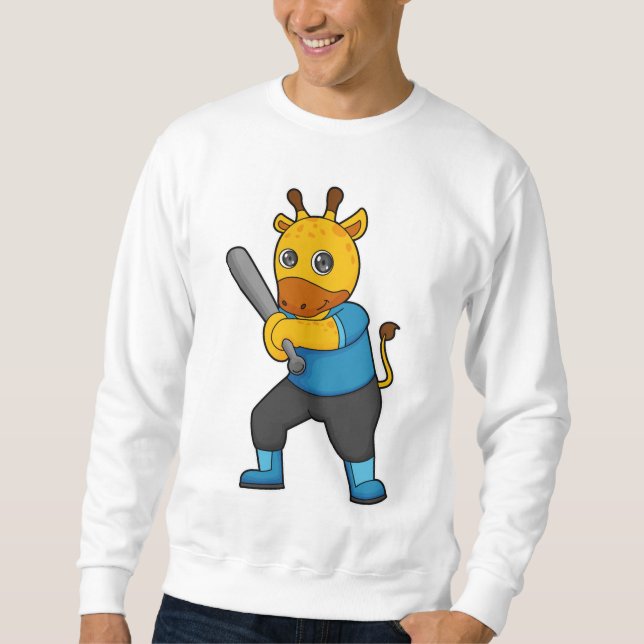 Sudadera Giraffe en el béisbol con bate de béisbol (Anverso)