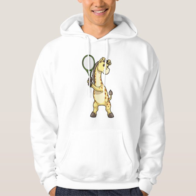 Sudadera Giraffe en el tenis con raqueta de tenis (Anverso)