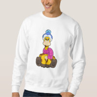 Giraffe en invierno con bufanda y Gorra