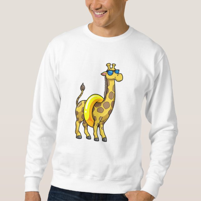 Sudadera Giraffe en la playa con anillo de natación y gafas (Anverso)