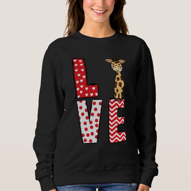 Sudadera Giraffe Valentines Day Love Valentine Cute Hearts (Anverso)
