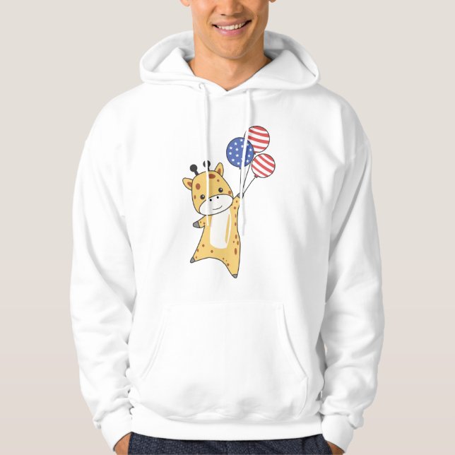 Sudadera Giraffe vuela globos EE.UU. sobre el zoológico de  (Anverso)