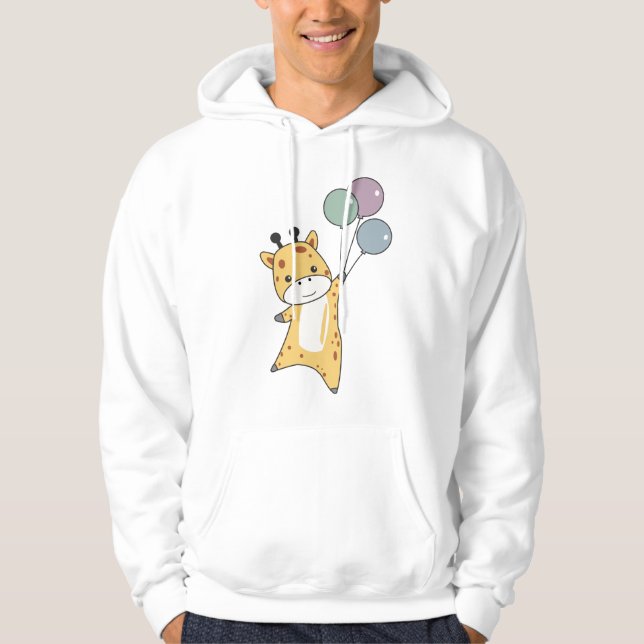 Sudadera Giraffe vuela globos en el zoológico de los dulces (Anverso)