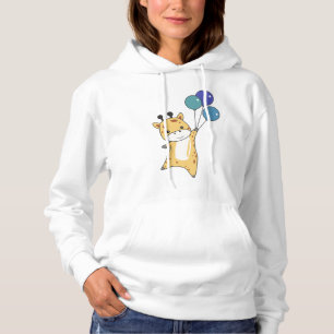 Sudadera Giraffe vuela globos en el zoológico de los dulces