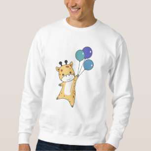 Sudadera Giraffe vuela globos en el zoológico de los dulces