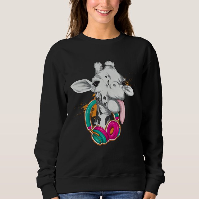 Sudadera Giraffe with Headphones Wild Animals (Anverso)