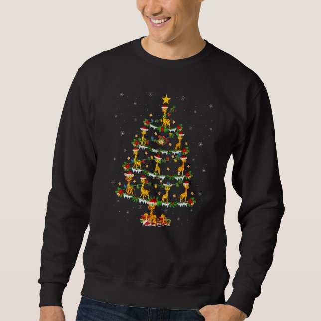 Sudadera Giraffe  Xmas Lights Giraffe Christmas Tree (Anverso)