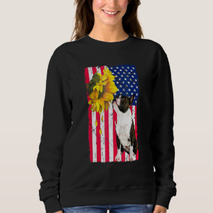 Sudadera Girasol bandera americana perro Boston Terrier