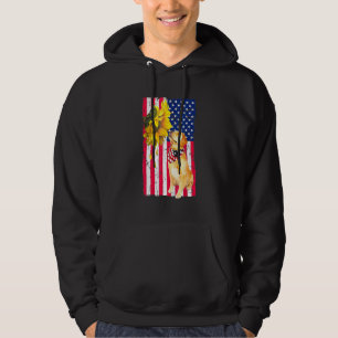 Sudadera Girasol Bandera Americana Perro Retriever Dorado