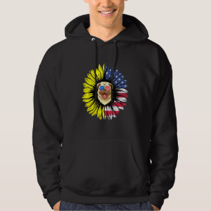 Sudadera Girasol Buldog Americano Con Gafas De La Bandera D