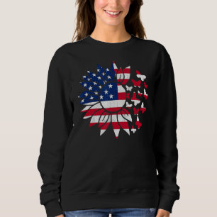 Sudadera Girasol con mariposa Dibujo de la Bandera Estadoun