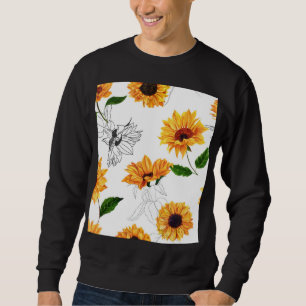 Sudadera girasoles dibujados a mano: patrón amarillo vibran