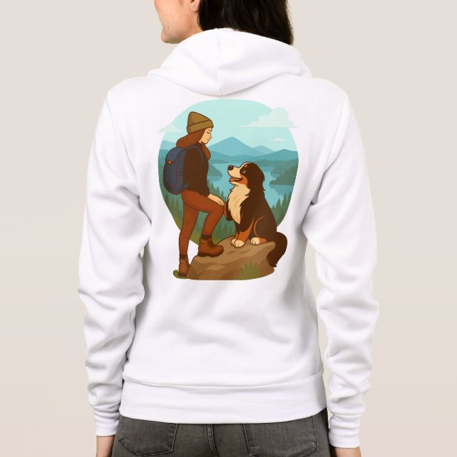 Sudadera Girl and Mountain Dog Adventure Illustration (Reverso)