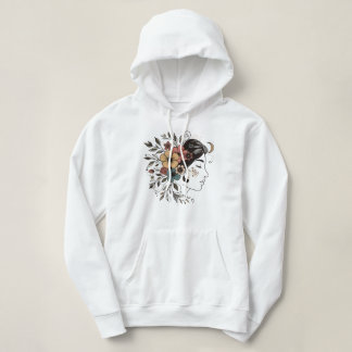 Sudadera Girl floral face line art 