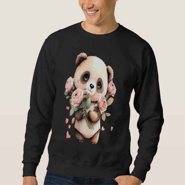 Sudadera Girl panda valentine day women panda bear mom cute (Anverso)