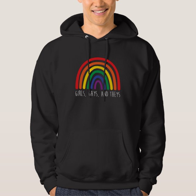 Sudadera Girls Gays and Theys Rainbow LGBT Trans Rights Pro (Anverso)