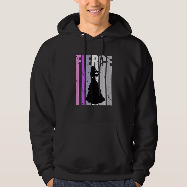 Sudadera Girls Purple Violinist Silhouette Musical Plays Th (Anverso)