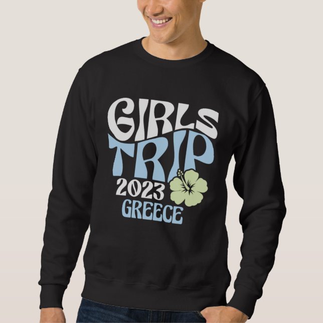 Sudadera Girls Trip 2023 Greece Beach Destination Retro Gro (Anverso)
