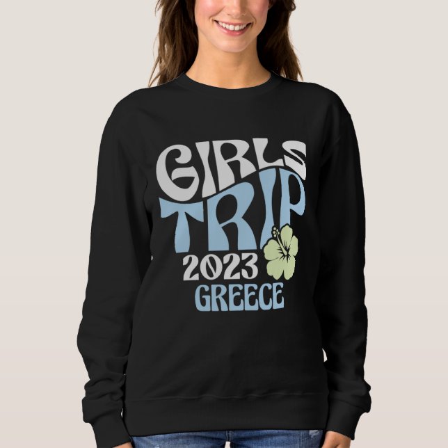 Sudadera Girls Trip 2023 Greece Beach Destination Retro Gro (Anverso)