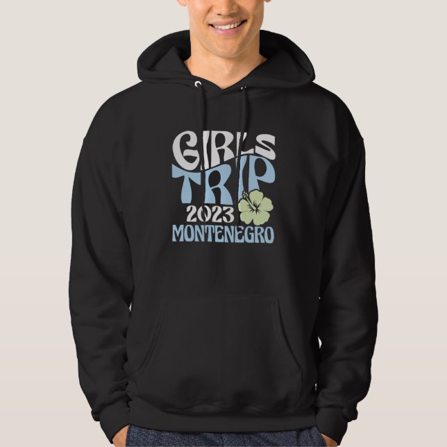 Sudadera Girls Trip 2023 Montenegro Beach Destination Retro (Anverso)